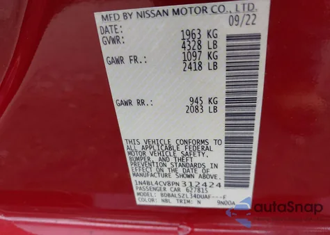 2023 Nissan Altima Sr Fwd z USA, uszkodzony, nr VIN 1N4BL4CV8PN312424